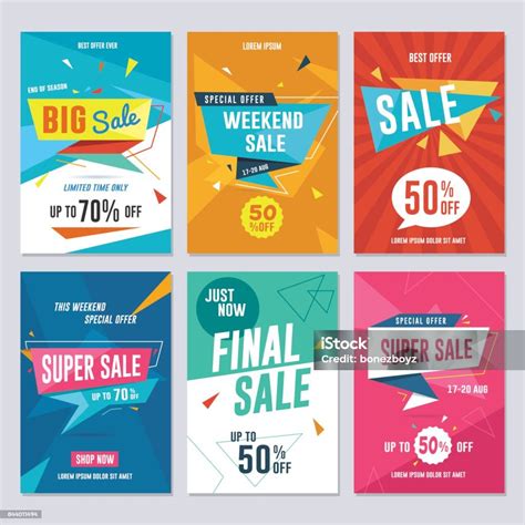 Sale Discount And Promotion Flyer Banner Set Stock Illustration