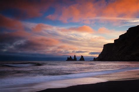 Reynisfjara Black Sand Beach Reynishverfisvegur Iceland Sunrise