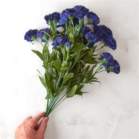 Royal Blue Artificial Carnation Bush Bushes Bouquets Floral