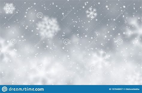 Christmas Snow Falling Snowflakes On Dark Background Snowfall Stock