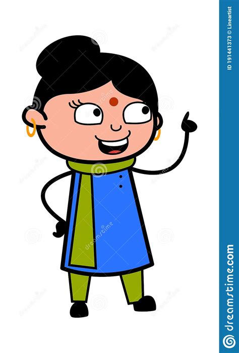 Cartoon Indian Lady Talking Happy Stock Illustration Illustration Of