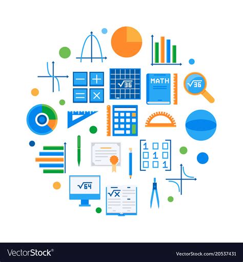 Mathematics And Science Round Flat Royalty Free Vector Image