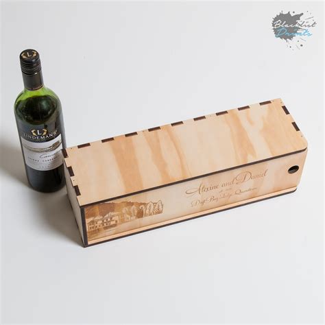 Wooden Wine Box Single Bottle Laser Engraved Etsy Australia