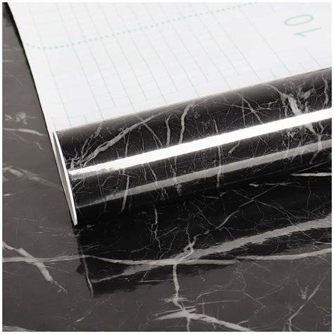 VEELIKE Sticky Back Plastic Marble Wallpaper Black Granite Kitchen
