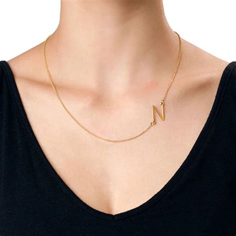 Sideways Initial Necklace In K Gold Plating Diamond Infinity