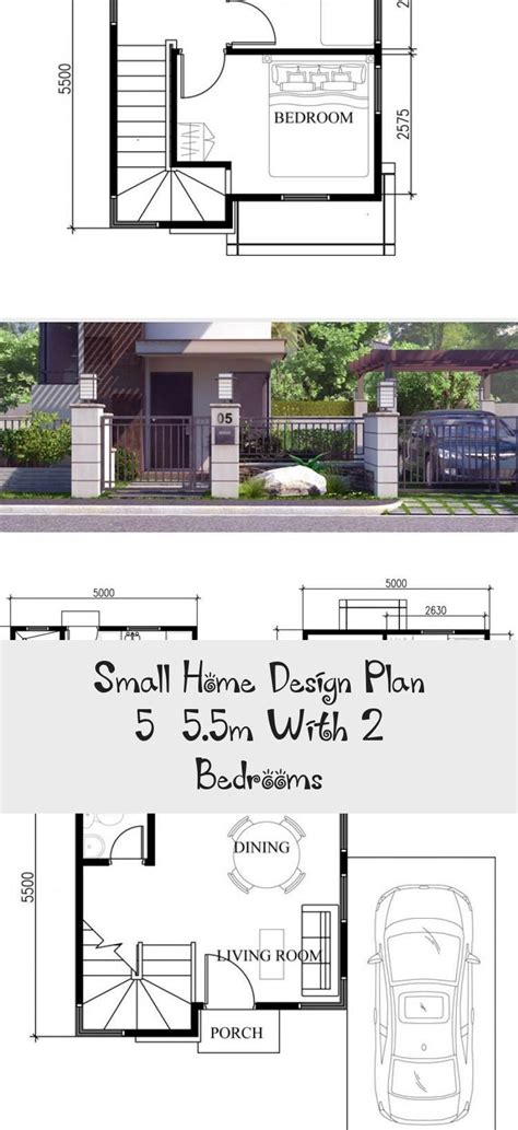 Small Home Design Plan 5x55m With 2 Bedrooms Home Design With