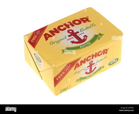 Packet Of Fresh Anchor Dairy Butter In Branded Packaging Isolated Stock