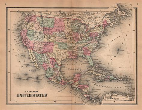 Colton Joseph Hutchins Decorative Antique Atlas Maps Of Us States