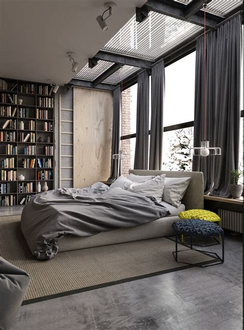 Gray Industrial Bedroom Decor Interior Design Ideas