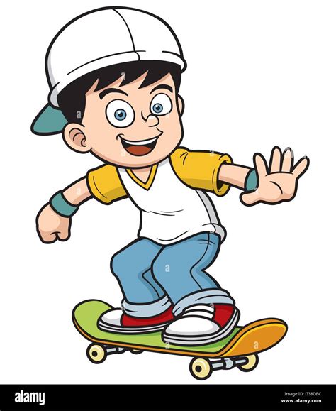 Ilustración Vectorial De Dibujos Animados Skate Boy Imagen Vector De
