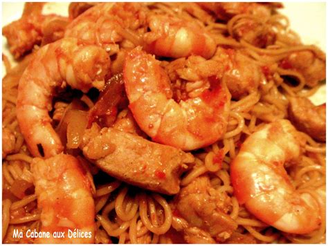 Wok de Nouilles chinoises aux crevettes