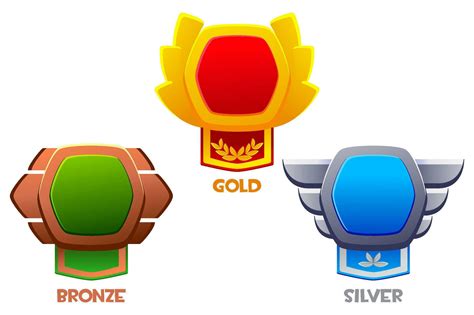 Game Level Bronze Silver And Gold Badges Empty Award Badges With