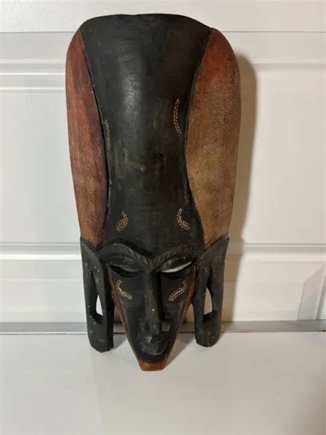 African Tribal Mask Hand Carved Wood Wall Decor Art Wooden Face 3599