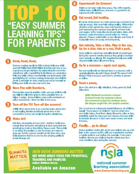 Summer Learning Tips For Parents Learning Resource Center