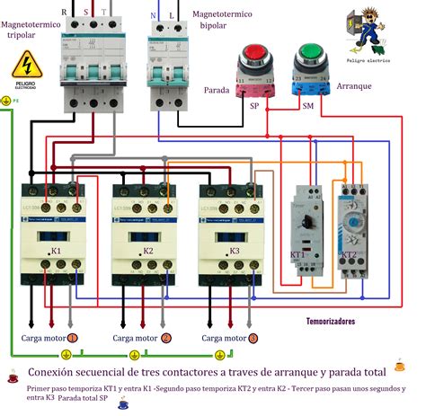 Blog Electricidad Esquemas Electricos Conexión Secuencial De Tres