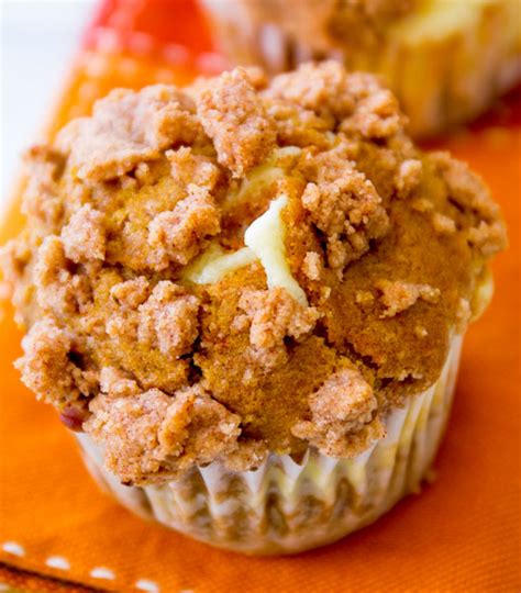 Pumpkin Spice Muffins With Cheesecake Filling And Brown Sugar Cinnamon