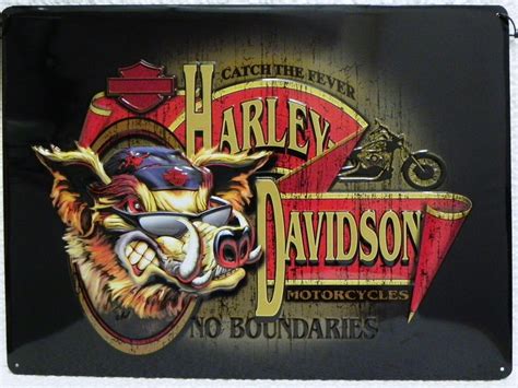 Harley davidson lederweste mit vielen besonderen pins und patches. Harley Davidson metal signs - Bikershop Menen - Biker ...