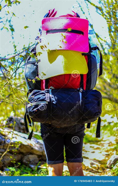 Man With Heavy Backpack Stock Image Image Of Finland 176945483