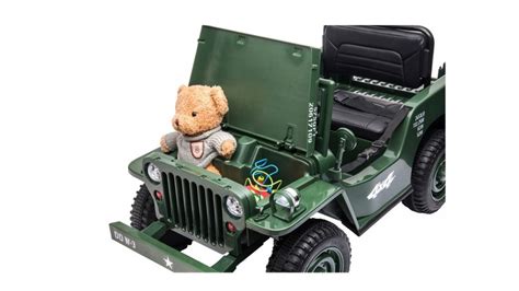 4 Motors Vintage 4x4 Jeep Willy Military Style Kids Ride On Jeep Army