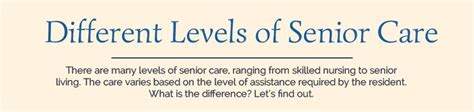 Levels Of Senior Care Assisted Living Skilled Care And More