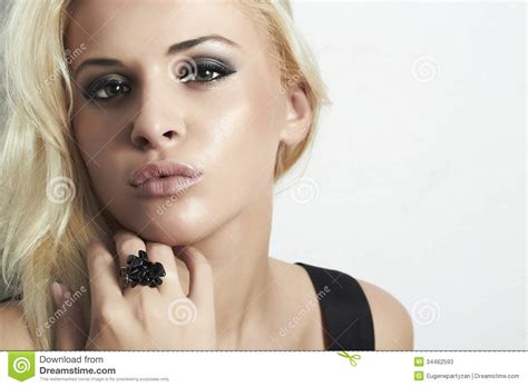 Beautiful Blond Woman With Green Eyes Beauty Girl Ring