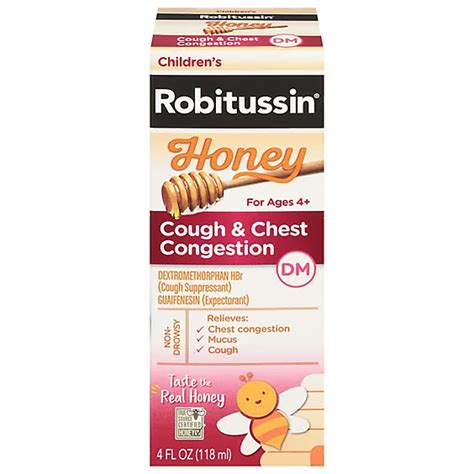 Robitussin Dm Cough And Chest Congestion Childrens Non Drowsy Honey 4
