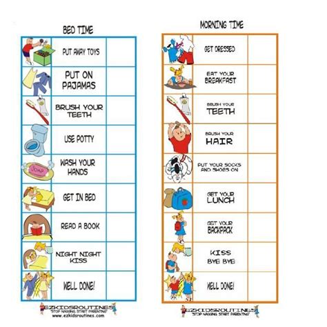 Daily Routine Charts For Kids With Pictures Artwork Of John Mcdiarmid