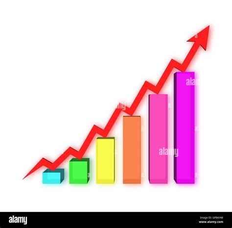 A Bars Graph With An Arrow Going Up Stock Photo Alamy