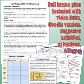 The congressional power to remove a president from office through the process known as impeachment is the ultimate check on the executive. Impeachment Activity and Case Study Lesson Plan by ...