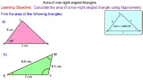 Trigonometry Area Of Triangles