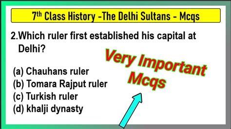 Mcqs For Class History Chapter The Delhi Sultans Class The