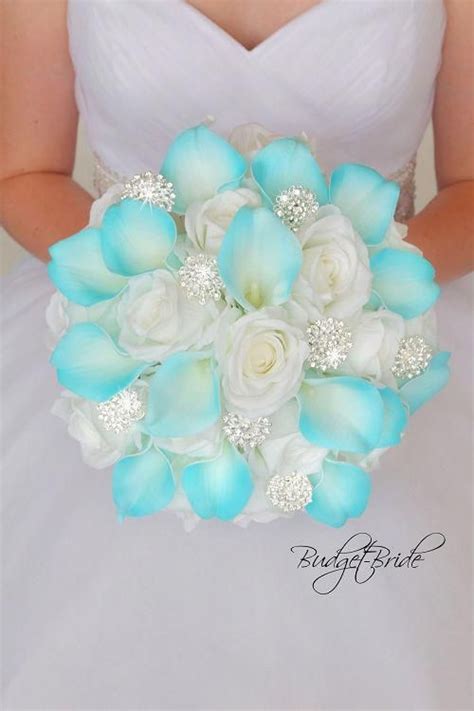 Silver And Malibu Davids Bridal Wedding Flower Bouquet With Bling