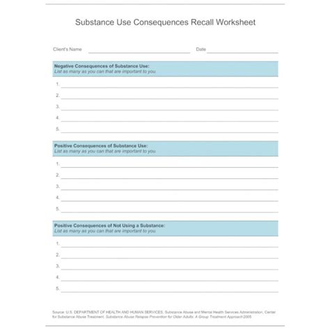 Accountability In Addiction Recovery Worksheets