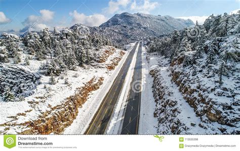 Snowy Mountain Roads And Transportation Stock Photo Image Of High