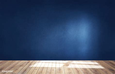 Dark Blue Wall In An Empty Room With A Wooden Floor Premium Image By