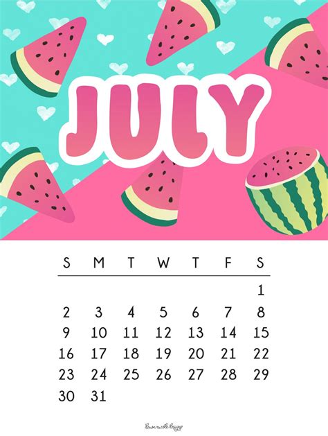 Free Download July Calendar Tech Pretties Dawn Nicole Designs