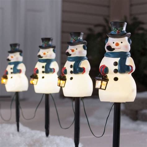 Holiday pathway lights for pole decoration, item no.: Snowman Stakes Pathway Markers Christmas Holiday Lights ...