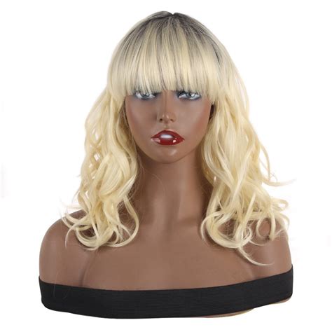 Xtrend 16 Inch Bangs Bob Short Curly Wigs Ombre Blond Wavy Wig Synthet Xtrend Hair