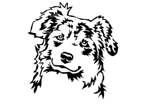 Aussie Svg Dog Clipart Australian Shepherd Vector Graphic Art Etsy