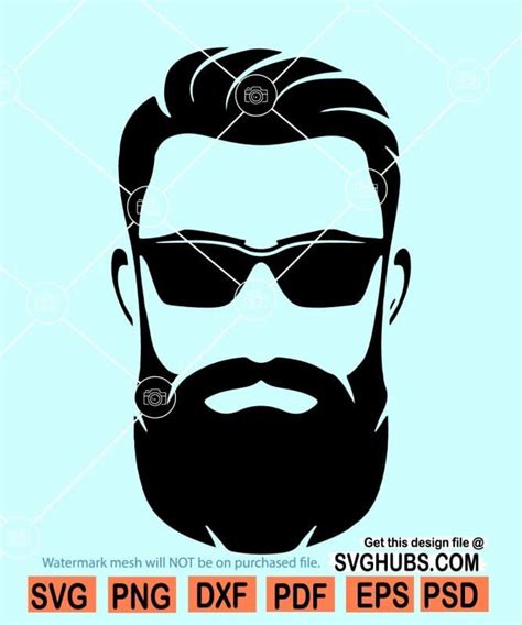 Bearded Man With Sunglasses Svg Bearded Dad Svg Fathers Day Svg Svg