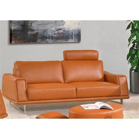 This Orange Ballou Leather Sofa Has An Inviting Appeal This Sofa Has A