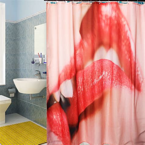 X Cm D Sexy Red Lips Waterproof Shower Curtain Bathroom Decor