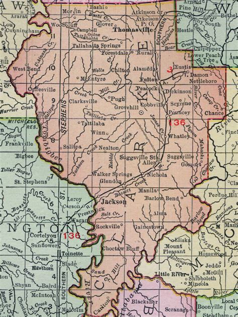 Clarke County Alabama Map 1911 Jackson Grove Hill Thomasville