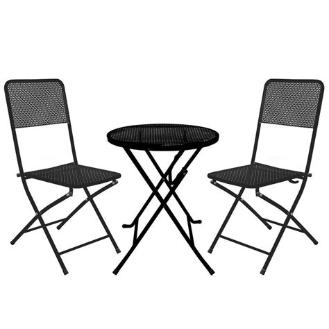 Black 3 Piece Folding Outdoor Patio Bistro Set Zhy56140039 The Home Depot