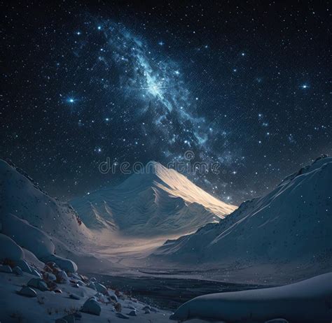 Fictional Representations Of Snowy Mountains In Starry Night