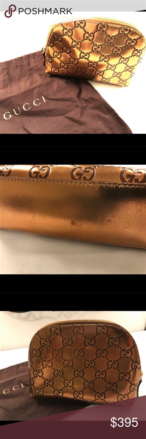 Gold Gucci Cosmetic Makeup Bag Gucci Makeup Makeup Bag Bags