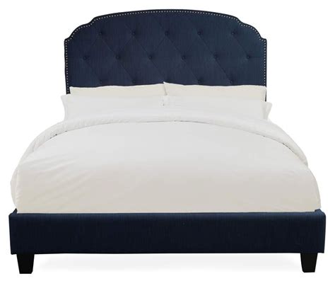 Shop wayfair for all the best king size platform beds. Blue Scallop Corner Upholstered King Bed with Nailhead ...