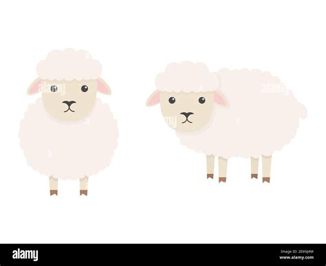 Cute Sheep Character Cartoon Farm Animal Vector Illsutration Isolated