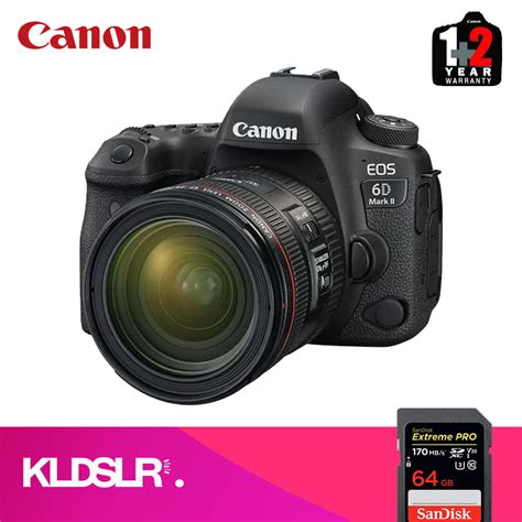 Canon Eos 6d Mark Ii With Ef 24 70mm Lens Canon Malaysia Free 64gb