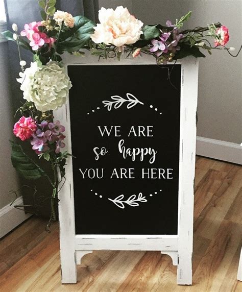 We Are So Happy You Are Here Wedding Chalkboard Easel